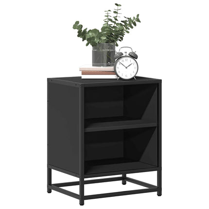 Comodini 2 pz Neri 40x31x50 Legno Multistrato e Metallo