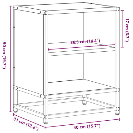 Comodini 2 pz Neri 40x31x50 Legno Multistrato e Metallo