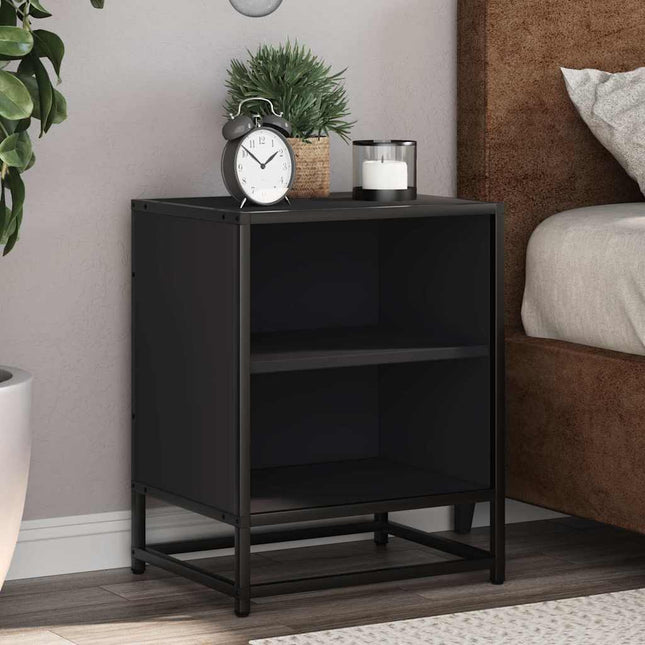 Comodini 2 pz Neri 40x31x50 Legno Multistrato e Metallo