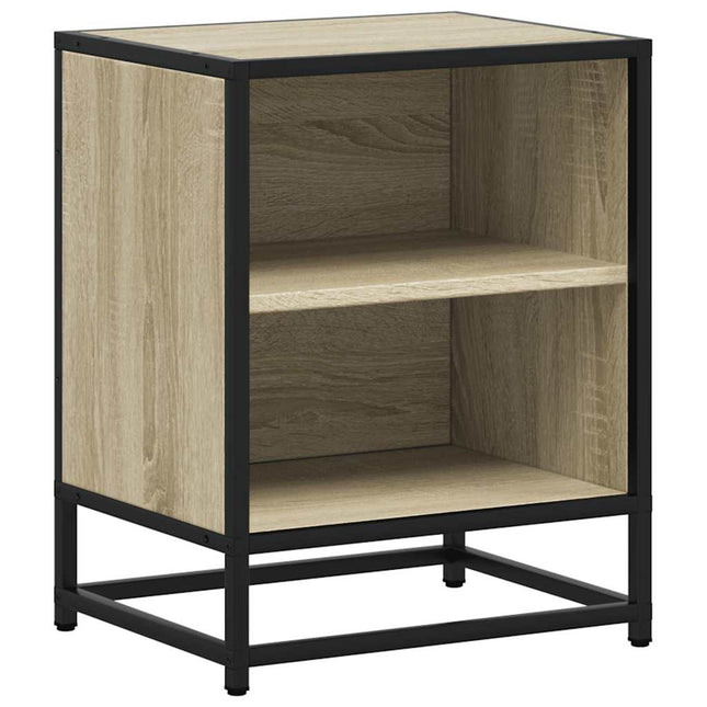 Comodino Rovere Sonoma 40x31x50 cm Legno Multistrato e Metallo