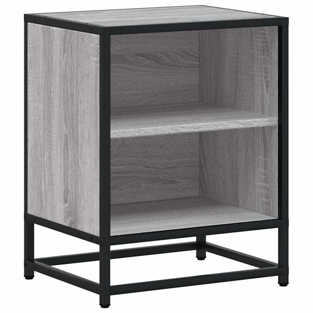 Comodino Grigio Sonoma 40x31x50 cm Legno Multistrato e Metallo