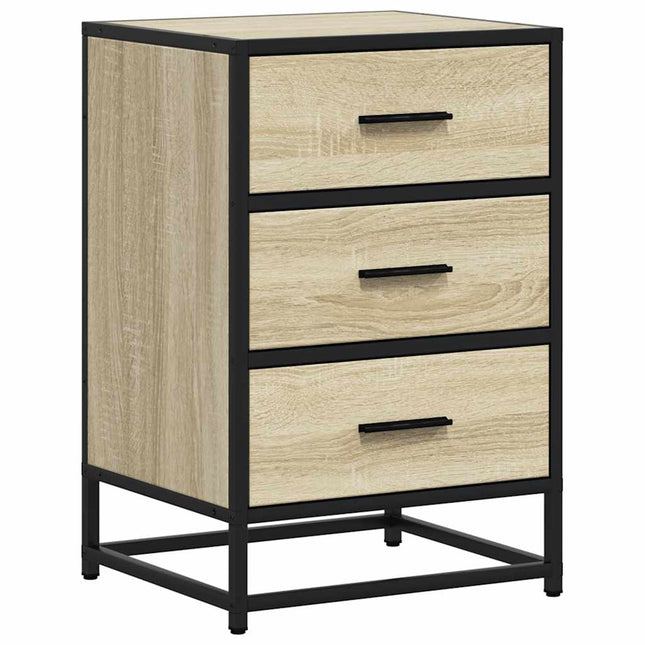Comodino Rovere Sonoma 40x34,5x60cm Legno Multistrato e Metallo