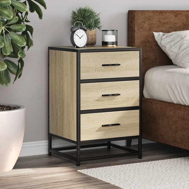 Comodino Rovere Sonoma 40x34,5x60cm Legno Multistrato e Metallo