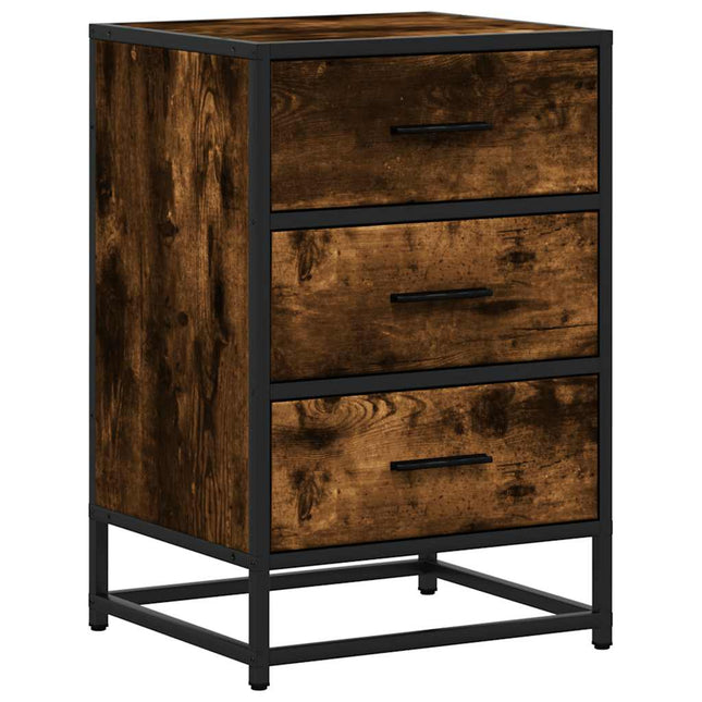 Comodino Rovere Fumo 40x34,5x60 cm Legno Multistrato e Metallo