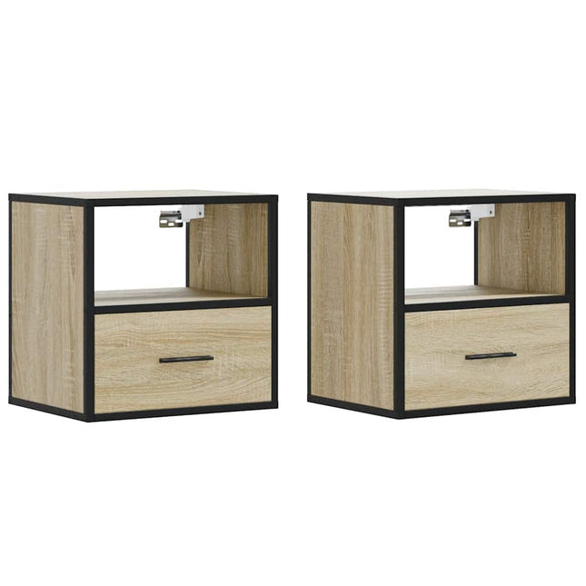 Comodini a Muro 2 pz Rovere Sonoma 40x31x39,5 cm