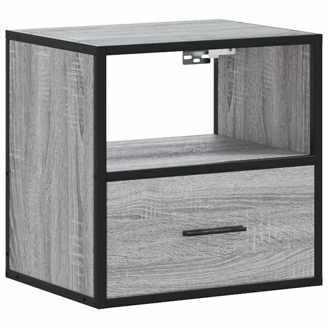 Comodino a Muro Grigio Sonoma 40x31x39,5 cm