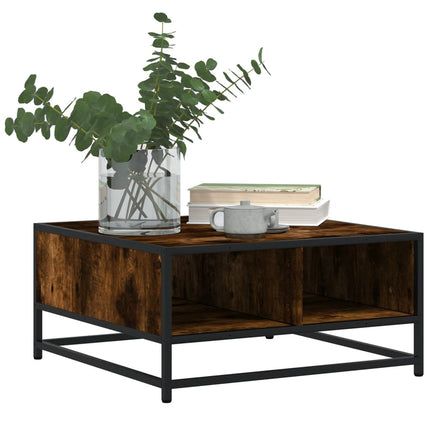 Tavolino Rovere Fumo 60,5x60,5x30 cm in Truciolato e Metallo