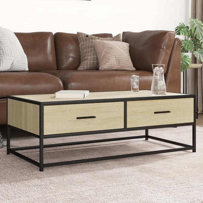 Tavolino Salotto Rovere Sonoma 100x50x35 cm Multistrato Metallo