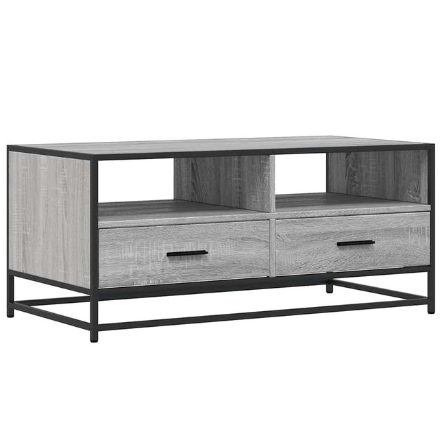 Tavolino Grigio Sonoma 100x50x45 cm Legno Multistrato e Metallo