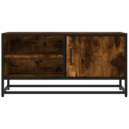Mobile TV Rovere Fumo 80x34,5x40 cm Legno Multistrato e Metallo