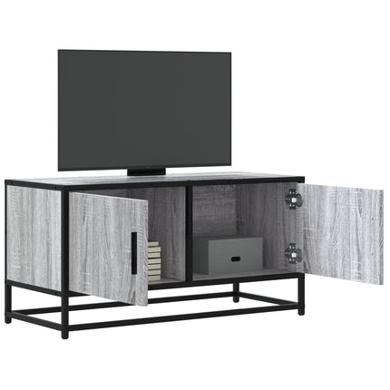 Mobile TV Grigio Sonoma 80x34,5x40 cm Legno Multistrato Metallo