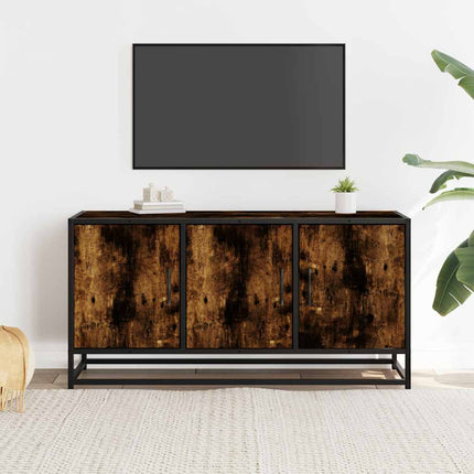Mobile TV Rovere Fumo 100x35x50 cm Legno Multistrato e Metallo