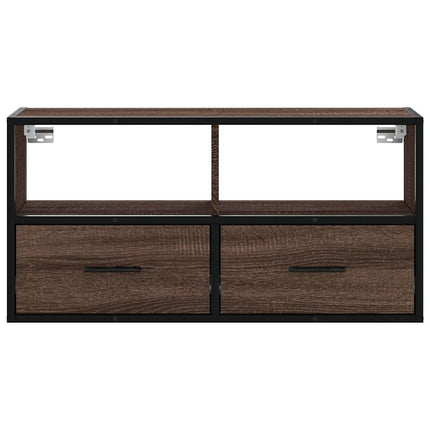 Mobile TV Rovere Marrone 80x31x39,5cm Legno Multistrato Metallo