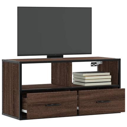 Mobile TV Rovere Marrone 80x31x39,5cm Legno Multistrato Metallo