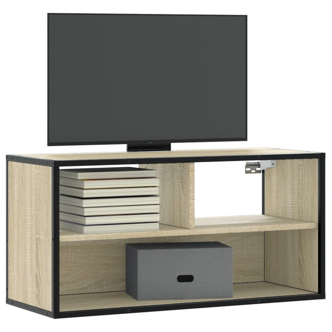 Mobile TV Rovere Sonoma 80x31x39,5 cm Legno Multistrato Metallo