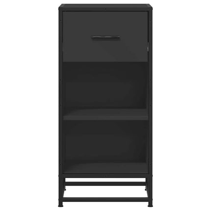 Credenza Rovere Nera 35,5x35x76 cm in Truciolato e Metallo