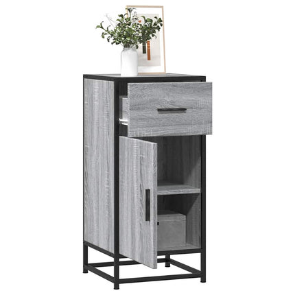 Credenza Grigio Sonoma 35,5x35x76 cm in Truciolato e Metallo