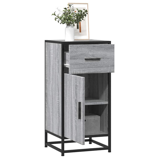 Credenza Grigio Sonoma 35,5x35x76 cm in Truciolato e Metallo