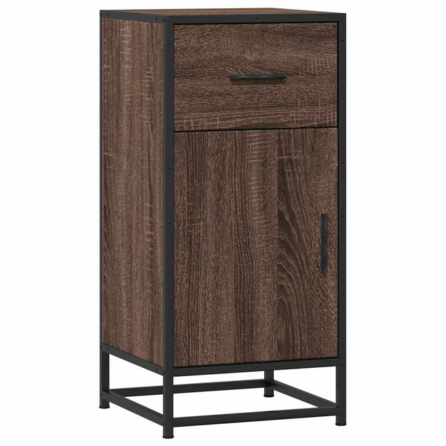 Credenza Rovere Marrone 35,5x35x76 cm in Truciolato e Metallo