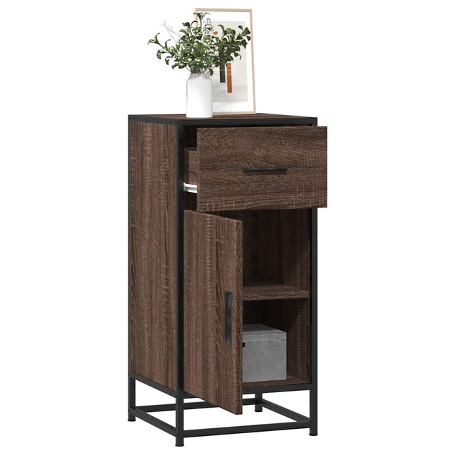 Credenza Rovere Marrone 35,5x35x76 cm in Truciolato e Metallo