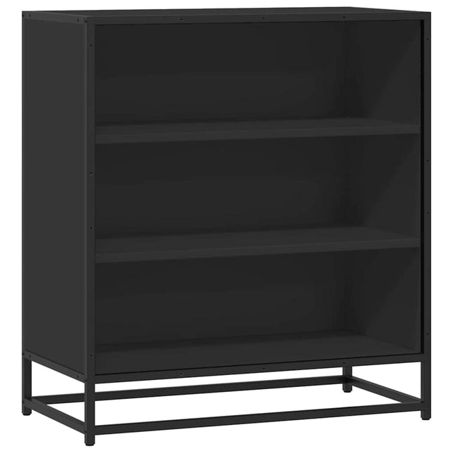Credenza Rovere Nera 68x35x76 cm in Truciolato e Metallo