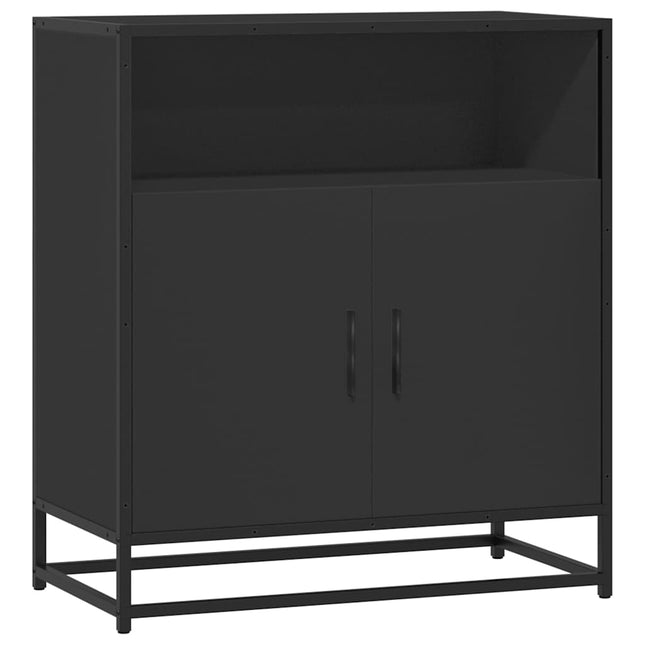 Credenza Rovere Nera 68x35x76 cm in Legno Multistrato