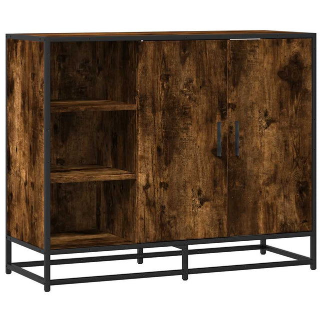 Credenza Rovere Fumo 92x35x76 cm in Legno Multistrato