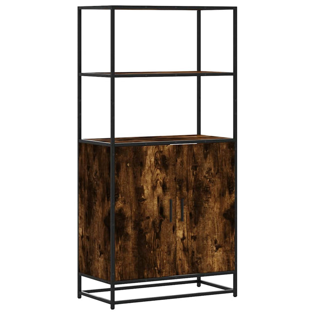 Credenza Rovere Fumo 68x35x139 cm Legno Multistrato Metallo