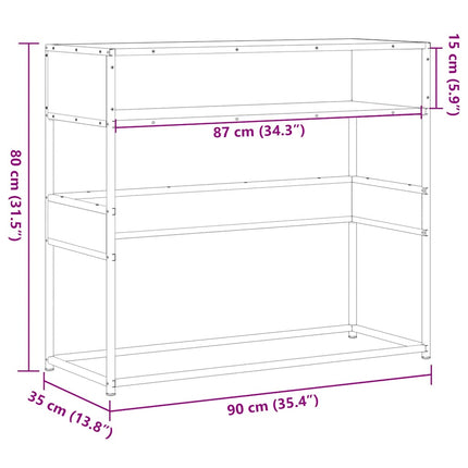 Tavolino Consolle Nero 90x35x80 cm in Legno Multistrato