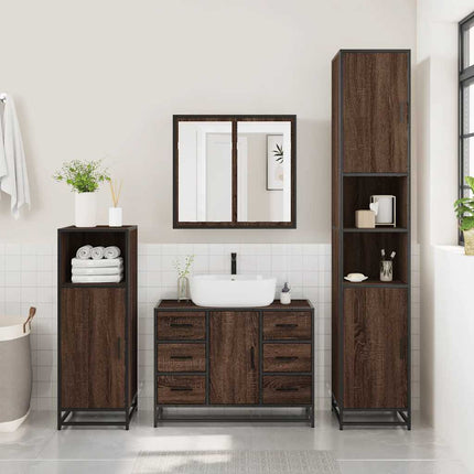 Mobile Lavabo Bagno Rovere Marrone 60x30x60cm Legno Multistrato