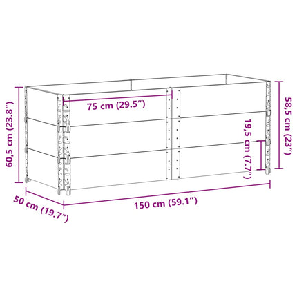 Paretali per Pallet 3 pz 150x50 cm in Legno Massello di Pino