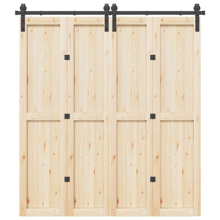 Kit di Binari per Porte Scorrevoli 200 cm Acciaio Nero