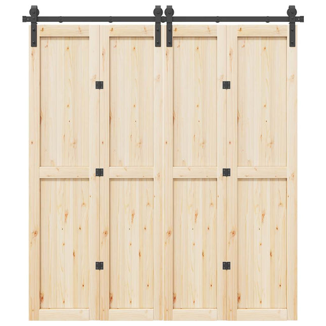 Kit di Binari per Porte Scorrevoli 200 cm Acciaio Nero