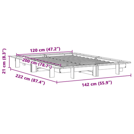 Letto senza Materasso Marrone Cera 120x200 cm in Legno di Pino