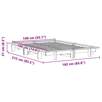 Letto senza Materasso Bianco 140x190 cm Legno Massello di Pino