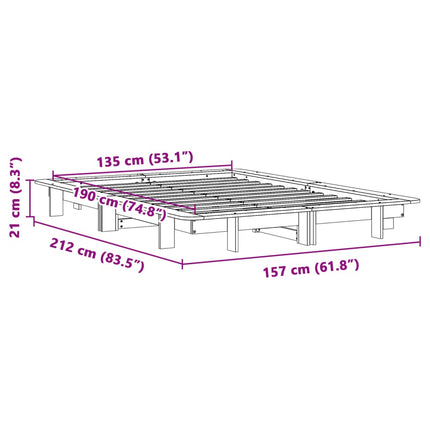 Letto senza Materasso 135x190 cm in Legno Massello di Pino
