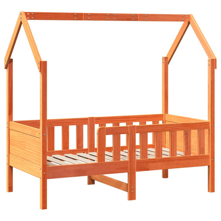 Giroletto Casetta Bambini Marrone Cera 80x160 cm Massello Pino