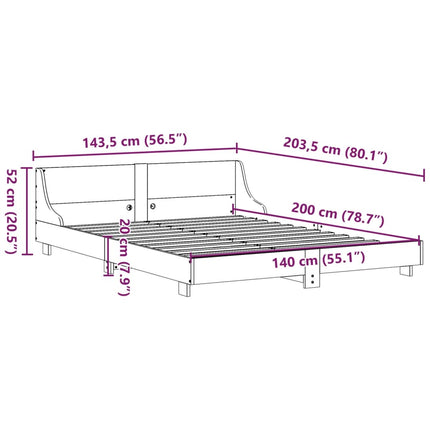 Letto senza Materasso 140x200 cm in Legno Massello di Pino
