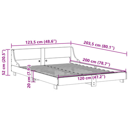Letto senza Materasso Bianco 120x200 cm Legno Massello di Pino