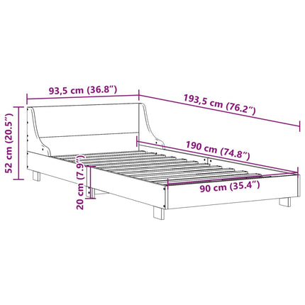 Letto senza Materasso Bianco 90x190 cm in Legno Massello Pino