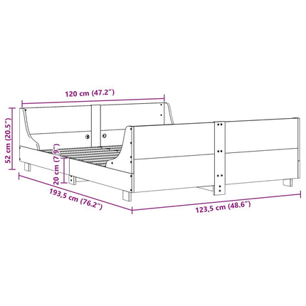 Letto senza Materasso Bianco 120x190 cm Legno Massello di Pino