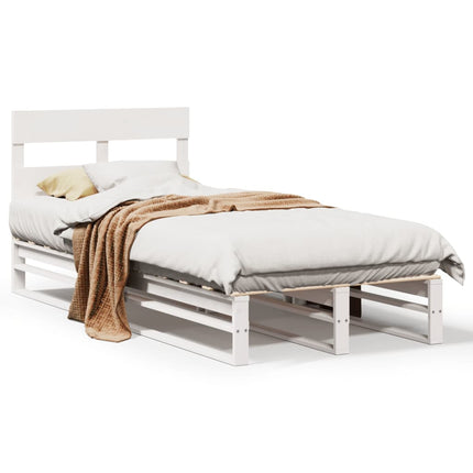 Letto senza Materasso Bianco 90x190 cm in Legno Massello Pino