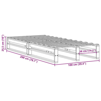 Giroletto senza Materasso 100x200 cm in Legno Massello di Pino