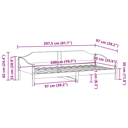 Letto senza Materasso Marrone Cera 90x200 cm Legno di Pino