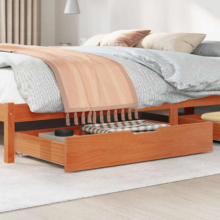 Cassettoni per Letto 2pz Marrone Cera 95x55x16 cm Legno di Pino
