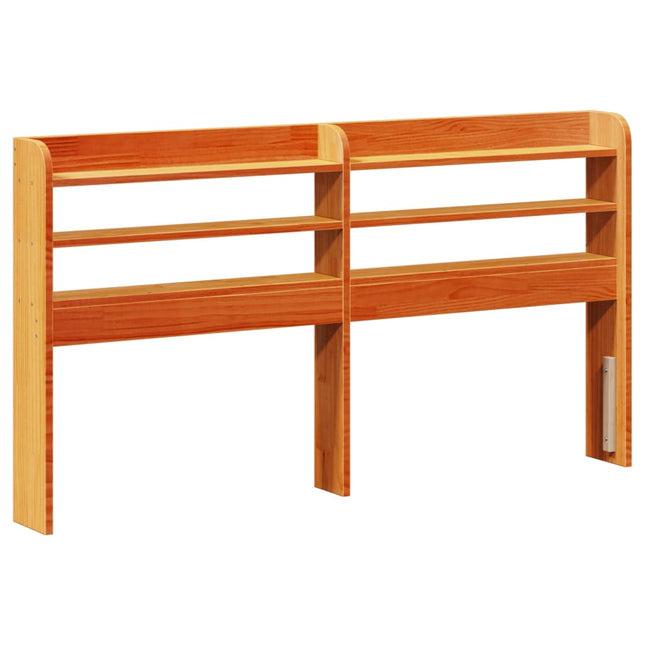 Testiera con Ripiani Marrone Cera 140 cm Legno Massello di Pino