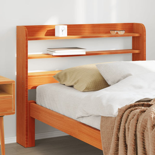 Testiera con Ripiani Marrone Cera 75 cm Legno Massello di Pino
