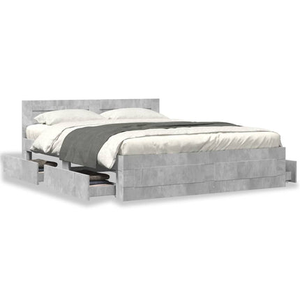 Giroletto Testiera Grigio Cemento 160x200 cm Legno Multistrato