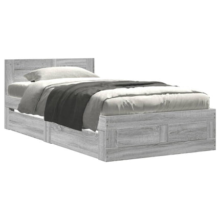Giroletto con Testiera Grigio Sonoma 90x200cm Legno Multistrato