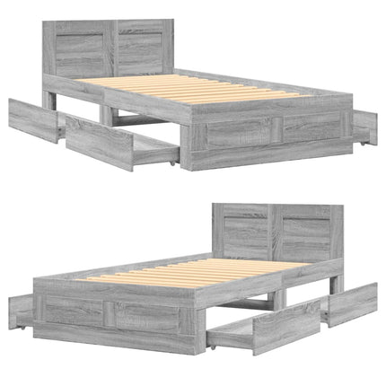 Giroletto con Testiera Grigio Sonoma 90x200cm Legno Multistrato